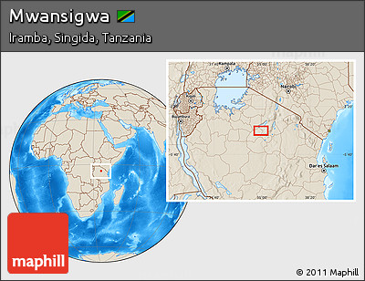 Shaded Relief Location Map of Mwansigwa