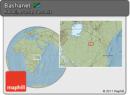 Savanna Style Location Map of Bashanet, hill shading