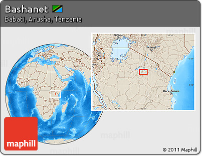 Shaded Relief Location Map of Bashanet