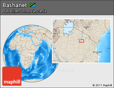 Shaded Relief Location Map of Bashanet