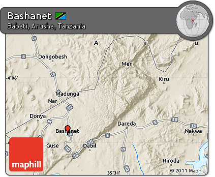 Shaded Relief Map of Bashanet
