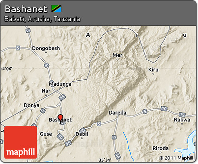 Shaded Relief Map of Bashanet