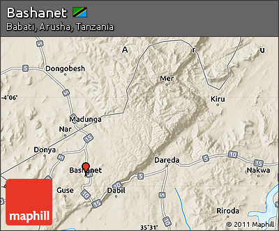 Shaded Relief Map of Bashanet
