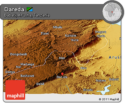 Physical Panoramic Map of Dareda