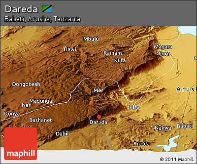 Physical Panoramic Map of Dareda
