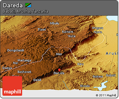 Physical Panoramic Map of Dareda