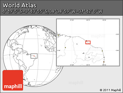 Blank Location Map of the Area around 4° 1' 30" S, 38° 10' 29" W