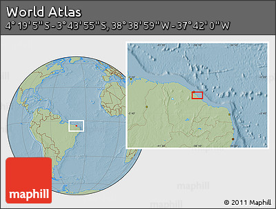 Savanna Style Location Map of the Area around 4° 1' 30" S, 38° 10' 29" W, hill shading