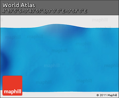 Physical 3D Map of the Area around 4° 1' 30" S, 3° 28' 30" E