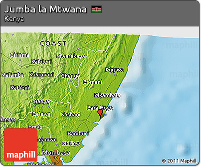 Physical 3D Map of Jumba La Mtwana