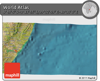 Satellite 3D Map of the Area around 4° 1' 30" S, 40° 1' 29" E