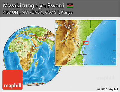 Physical Location Map of Mwakirunge Ya Pwani