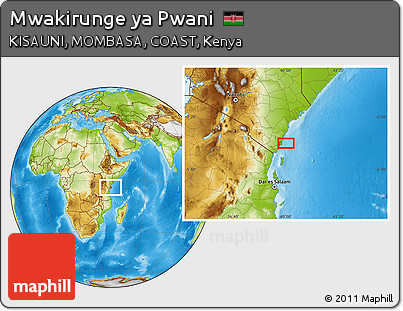 Physical Location Map of Mwakirunge Ya Pwani