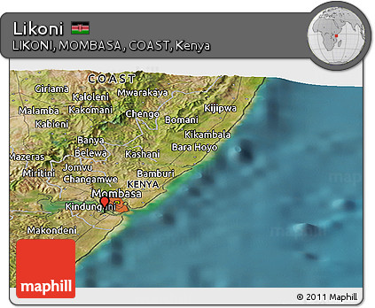Satellite Panoramic Map of Likoni