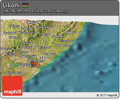 Satellite Panoramic Map of Likoni