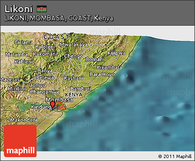 Satellite Panoramic Map of Likoni