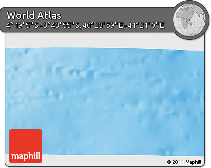 Physical 3D Map of the Area around 4° 1' 30" S, 40° 52' 30" E