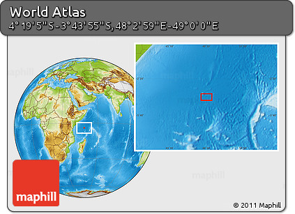 Physical Location Map of the Area around 4° 1' 30" S, 48° 31' 29" E