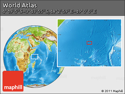 Physical Location Map of the Area around 4° 1' 30" S, 48° 31' 29" E