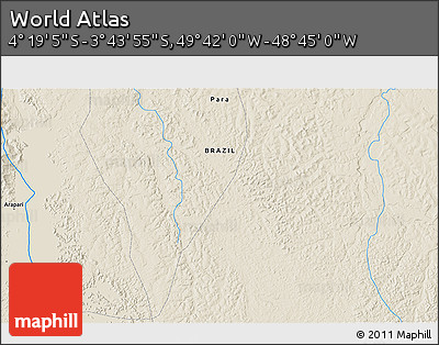Shaded Relief 3D Map of the Area around 4° 1' 30" S, 49° 13' 30" W