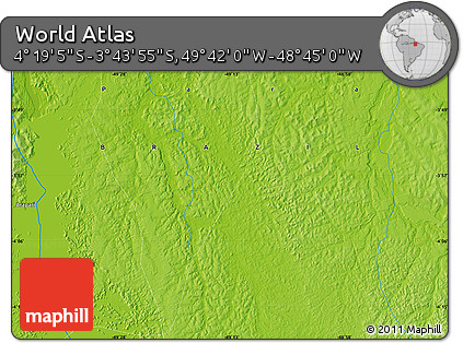 Physical Map of the Area around 4° 1' 30" S, 49° 13' 30" W