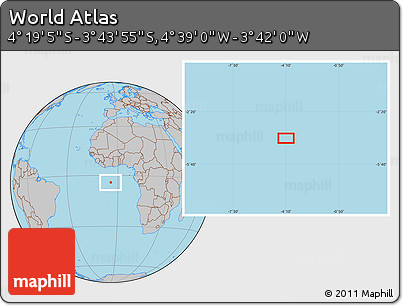 Gray Location Map of the Area around 4° 1' 30" S, 4° 10' 30" W