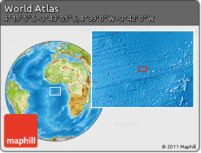 Physical Location Map of the Area around 4° 1' 30" S, 4° 10' 30" W