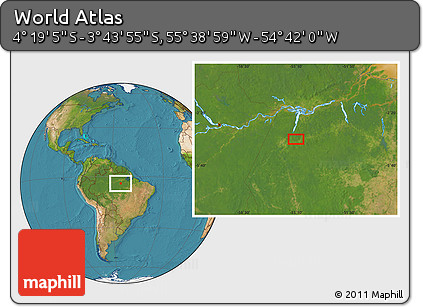Satellite Location Map of the Area around 4° 1' 30" S, 55° 10' 29" W