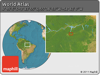 Satellite Location Map of the Area around 4° 1' 30" S, 55° 10' 29" W