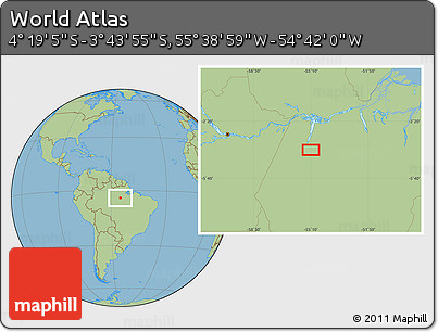 Savanna Style Location Map of the Area around 4° 1' 30" S, 55° 10' 29" W