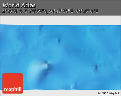 Physical 3D Map of the Area around 4° 1' 30" S, 61° 16' 29" E