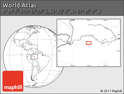 Blank Location Map of the Area around 4° 1' 30" S, 66° 13' 29" W