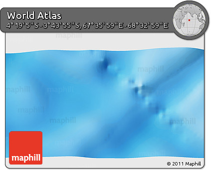 Physical 3D Map of the Area around 4° 1' 30" S, 68° 4' 29" E