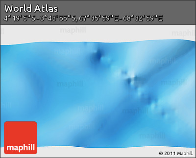 Physical 3D Map of the Area around 4° 1' 30" S, 68° 4' 29" E