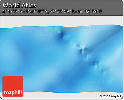 Physical 3D Map of the Area around 4° 1' 30" S, 68° 4' 29" E