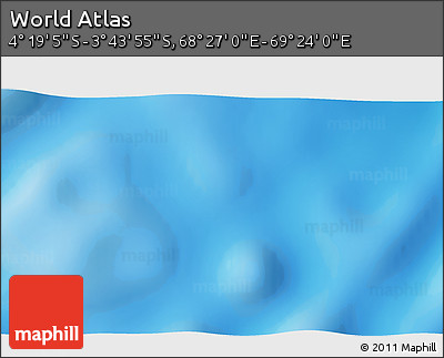 Physical 3D Map of the Area around 4° 1' 30" S, 68° 55' 30" E