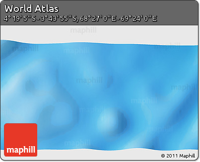Physical 3D Map of the Area around 4° 1' 30" S, 68° 55' 30" E