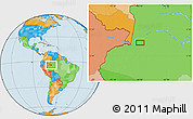 Political Location Map of the area around 4° 1' 30" S, 68° 46' 30" W