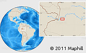 Shaded Relief Location Map of the area around 4° 1' 30" S, 68° 46' 30" W