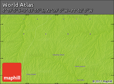 Physical Map of the Area around 4° 1' 30" S, 72° 10' 30" W
