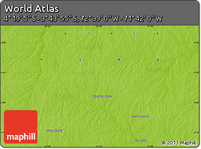 Physical Map of the Area around 4° 1' 30" S, 72° 10' 30" W
