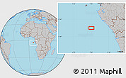 Gray Location Map of the area around 4° 1' 30" S, 7° 43' 29" E