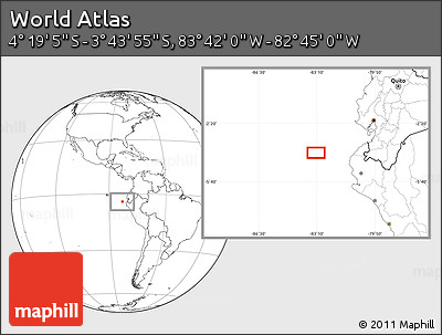 Blank Location Map of the Area around 4° 1' 30" S, 83° 13' 29" W