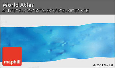 Physical Panoramic Map of the Area around 4° 1' 30" S, 88° 28' 29" E