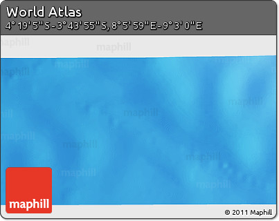 Physical 3D Map of the Area around 4° 1' 30" S, 8° 34' 29" E