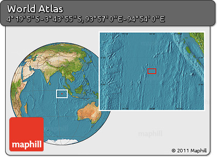 Satellite Location Map of the Area around 4° 1' 30" S, 94° 25' 30" E