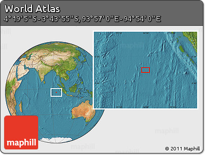 Satellite Location Map of the Area around 4° 1' 30" S, 94° 25' 30" E