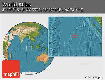 Satellite Location Map of the Area around 4° 1' 30" S, 94° 25' 30" E