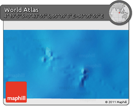 Shaded Relief 3D Map of the Area around 4° 1' 30" S, 96° 7' 30" E