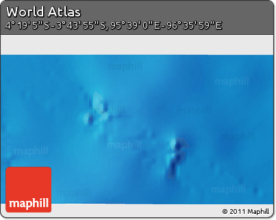 Shaded Relief 3D Map of the Area around 4° 1' 30" S, 96° 7' 30" E